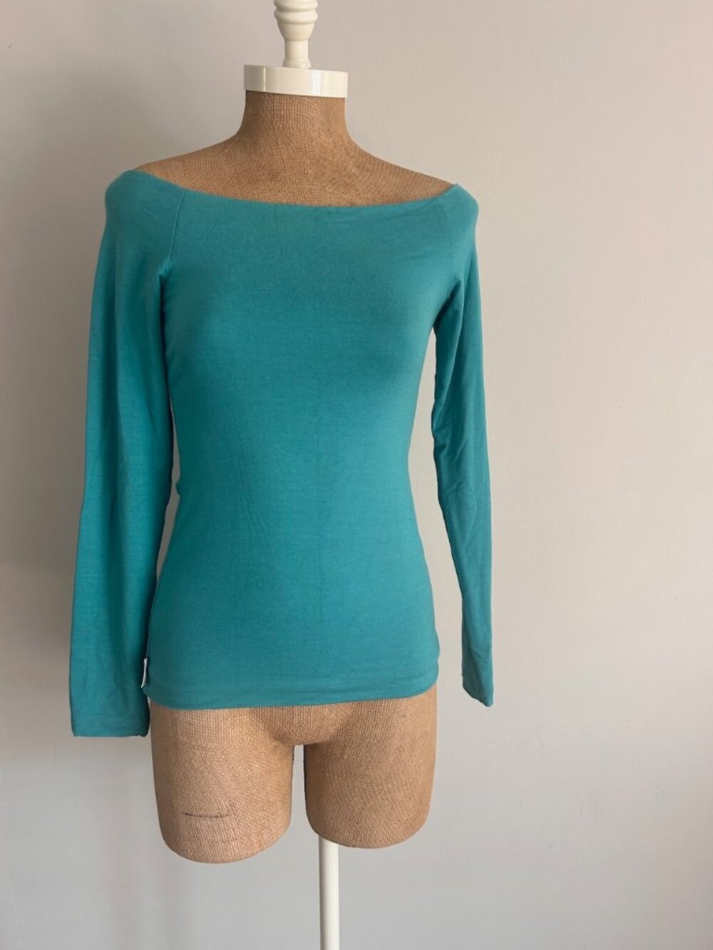 Starfish New Zealand Off Shoulder Top Teal Stretch Knit AU10 US6 Y2K